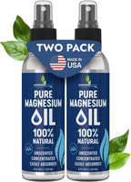 Pure Magnesium Oil Spray 8oz - Topical Magnesium Spray for Sleep & Feet - Extra Strength - USP Grade - 100% Natural and Organic Oil for Muscle Pain & Cramps - Made in USA - 2 Pack