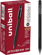 uniball Jetstream 101 Ballpoint Pens, Medium Point (1.0mm), Black, 12 Pack