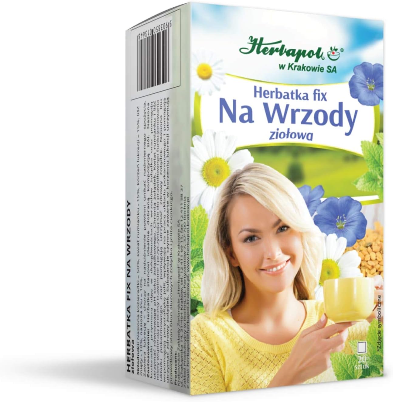 Herbapol Fix Herbal Tea for Ulcers – Supports Stomach Ulcer Relief with Fenugreek, Chamomile and Licorice 20 Tea Bags