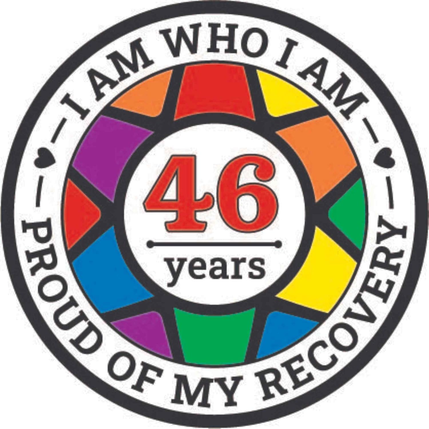 Recovery Pride Medallion in Years 1-50 Recovery AA Chip Sober Medallion (Year 46)