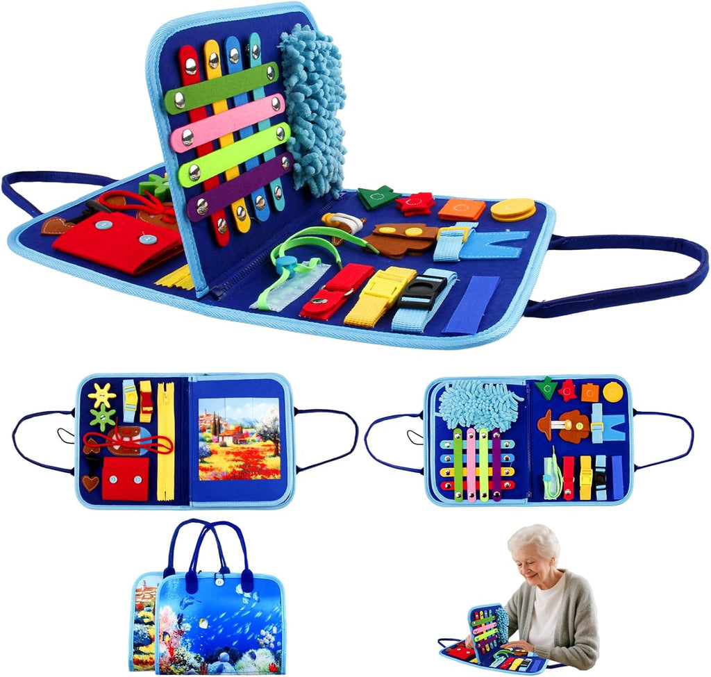 Fidget Blanket Dementia Activities for Seniors,Puzzle Games for Dementia, Alzheimers Products for Elderly, Fidget Sensory Toys for Alzheimers, Anxiety Relief Board Cognitive Matching Shape