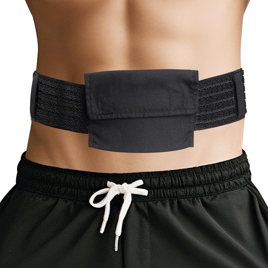 Peritoneal Dialysis Belt, Breathable Mesh PD Catheter Fixation Belt, Used for Safe Gastric and Abdominal Feeding of Peg, G, J Tubes for Male and Female Adult Patients, with Storage Bag(Black,L)