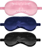 3 Pcs Sleep Mask, Block Light Eye Sleep Shade Cover Silk Eye Mask for Night Sleeping Office Travel Suitable for Men Women (Pink/Black/Dark Blue)