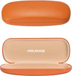 molshine Hard Shell PU Leather Glasses Case,Travel Portable Eyeglass Case for Men Women Girl Travel Study Work
