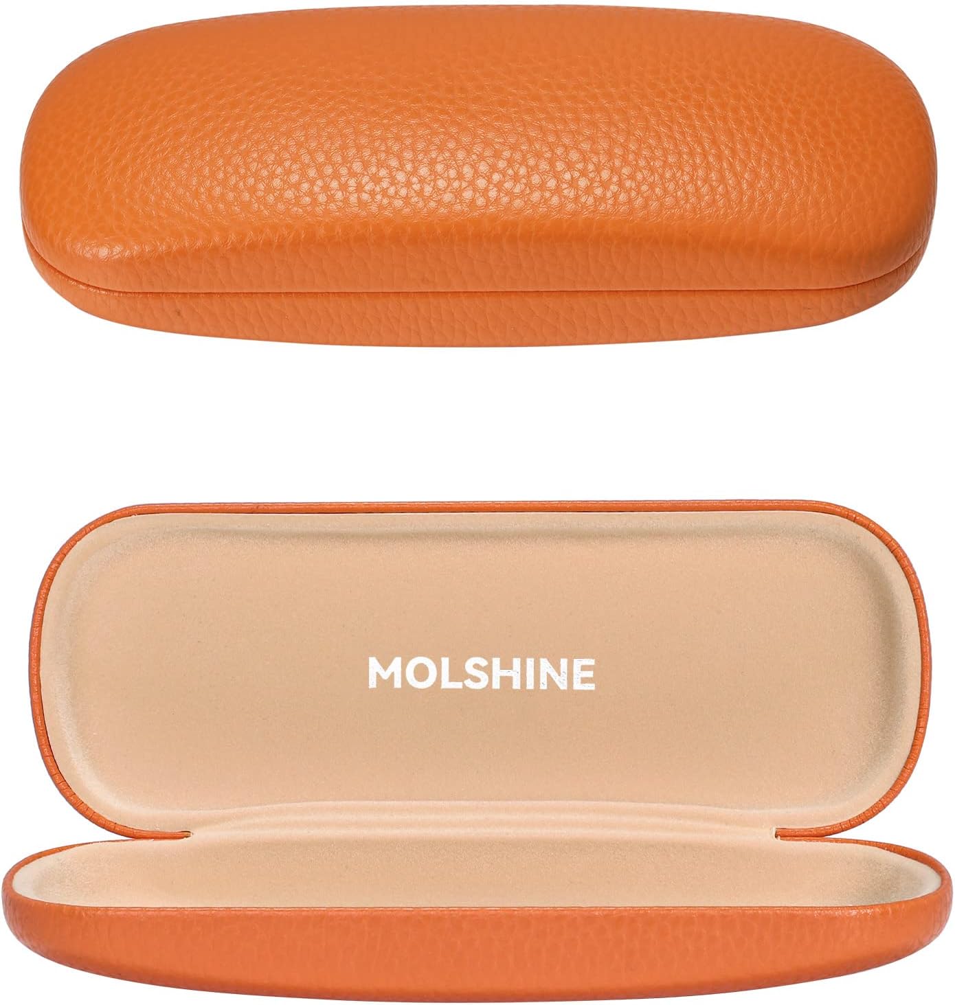 molshine Hard Shell PU Leather Glasses Case,Travel Portable Eyeglass Case for Men Women Girl Travel Study Work