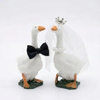 Goose Couple Wedding Cake Toppers Funny,Handmade Small Wedding Cake Topper Bride and Groom Figures Desk Decoration For Wedding Engagement Anniversary
