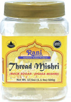 Rani Thread Misri (Rock Sugar/Dhaga Mishri) 17.5oz (1.1lbs) 500g PET Jar ~ All Natural | Gluten Friendly | No Colors | Vegan | Kosher | Indian Origin