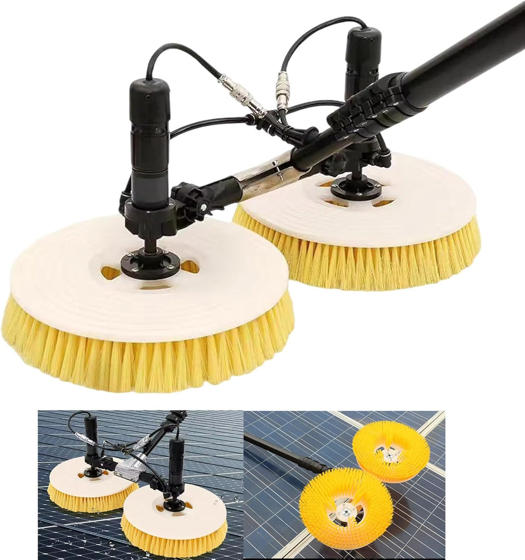 Outdoor Solar Panel Cleaning Kit, Carbon Fiber Telescopic Rod, 65cm Double-Headed Rotating Cleaning Brush, Water Fed Pole Kit, 17m Cable/29m Water Pipe Line, Plug in,5.5M