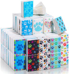 100 Pack Paw Print Pocket Tissues Bulk 800 Sheet Individually Packed 3 Ply Facial Travel Tissues Wallet Size Small for Travel Dog Cat Lovers Gifts Vet Supplies Party Favors Daily Use, 10 Designs