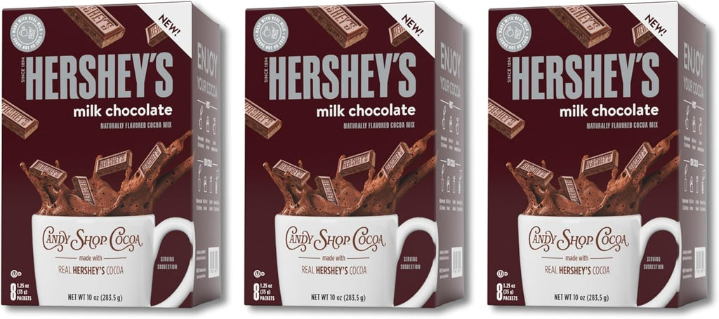 Candy Shop Cocoa HERSHEY'S Milk Chocolate Cocoa Mix, Hot Chocolate, Make Hot or Iced Cocoa, Made With Real Milk, Gluten Free, 1.25 oz packet (24 count)