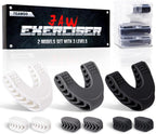 9PCS Jaw Exerciser for Men & Women, 2 Model Set with 3 Resistance Levels Silicone Jaw Toner for Beginner, Intermediate & Advanced Users, Jawline Exerciser (White/Grey/Black)