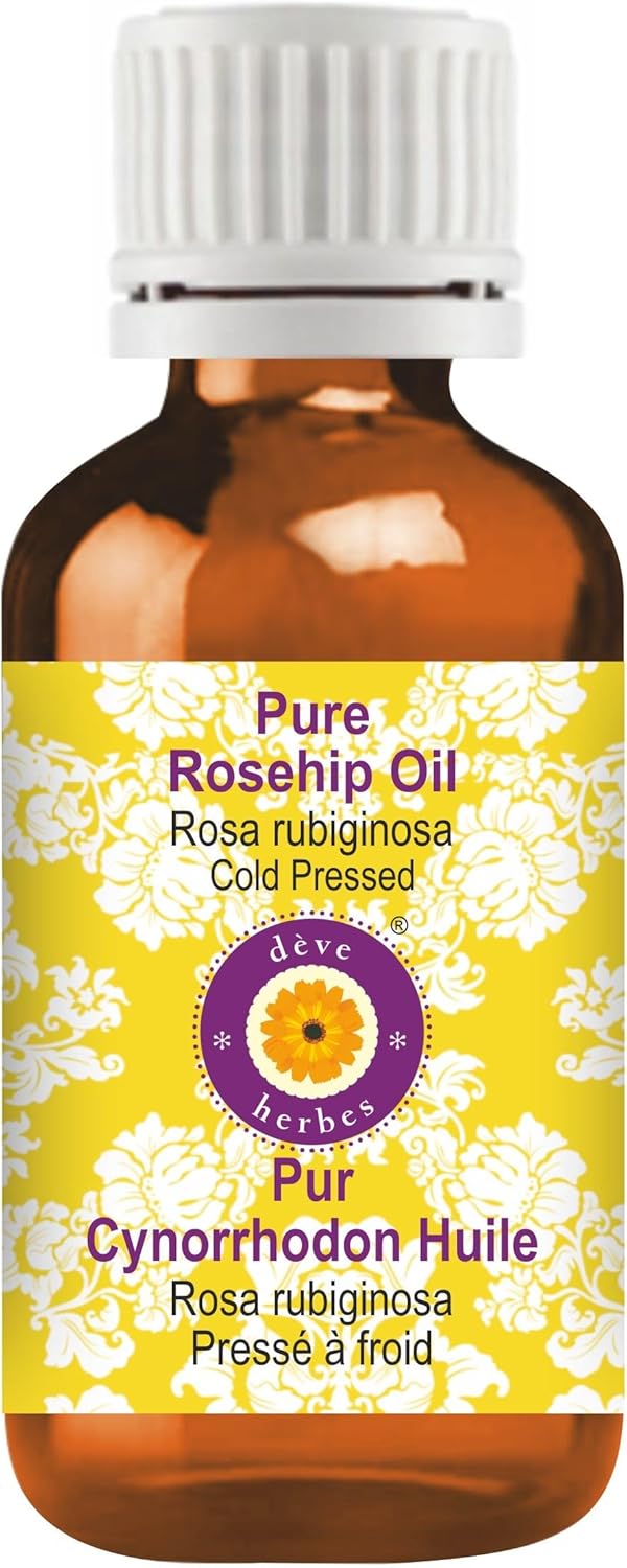 dève herbes Rosehip Oil (Rosa rubiginosa) | Cold Pressed | Pure | Natural | Undiluted | For Diluting Essential oils | For Skin & Massage | Non-Sticky| Lightweight| Men & Women | 10ml (0.33 oz)