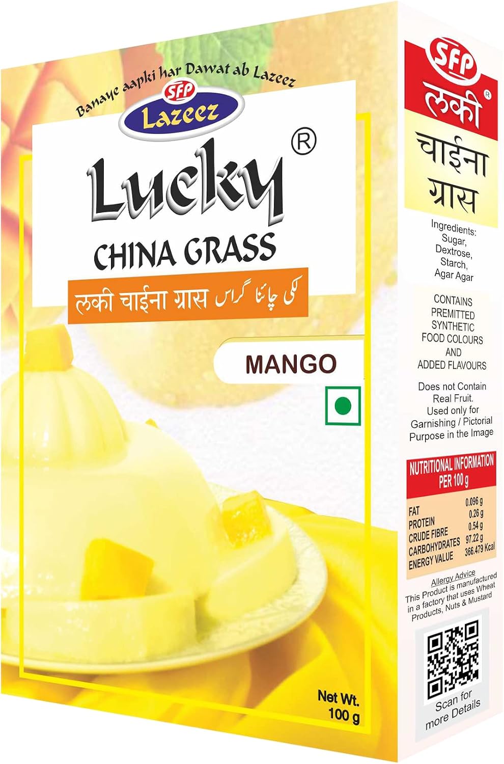 Lucky China Grass (Mango Flavour) 100g. [Pack of 5]