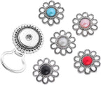 MJartoria Interchangeable Flower Snap Buttons Centerpiece Rhinestone Eye Glass Holding Brooch Sunflower