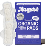 August Regular & Super Cotton Menstrual Pads, 72 (36+36) Ultra Thin Pads with Wings, Hypoallergenic Sanitary Napkins with Organic Cotton Topsheet, Compostable Wrapper, Non-Toxic, Fragrance-Free