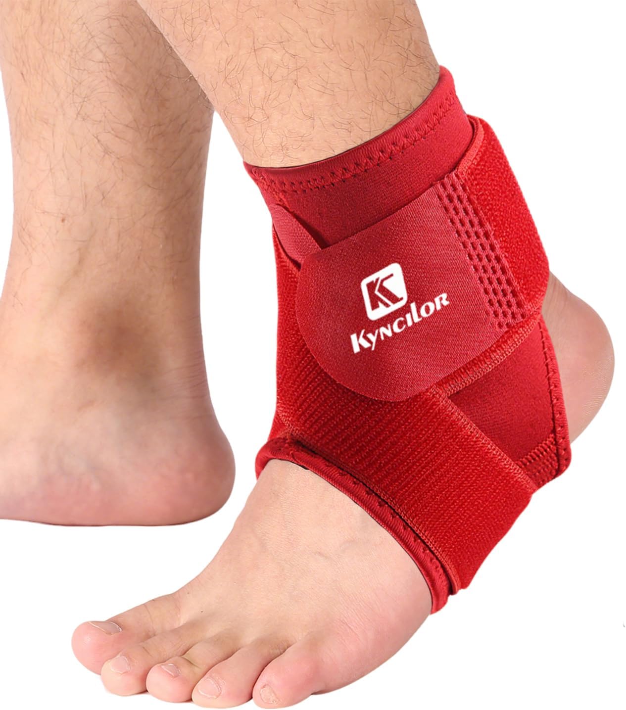 Ankle Brace & Elastic Supports for Men & Women, Ankle Support Ankle Compression Sleeve, Plantar Fasciitis Relief Achilles Tendonitis Brace Achilles Tendonitis Wrap, Pack of 1 (Red, Medium)