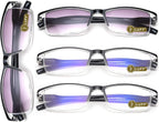 LUFF 4pairs Reading Glasses Men Blue Light Computer Readers UV400 Eyeglasses Spring Hinges
