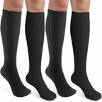 CASMON 2 Pairs Zipper Compression Socks for Women & Men,15-20 mmHg Closed Toe Knee High Support Sock for Varicose Vein Edema