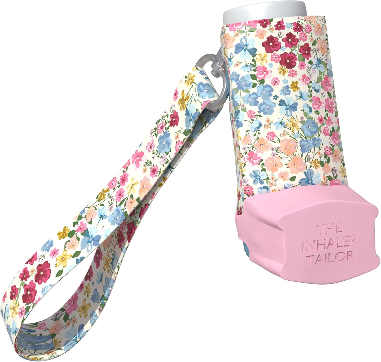Inhaler Holder and Carrying Strap - for Ventolin & Shorter Style, Adults & Kids Inhaler Case with Keychain and Wrist Strap – Handmade, Vegan Leather (Ventolin, Vintage Wild Flowers)