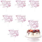KIPETTO Happy Mother's Day Cake Toppers 20Pcs Glitter Heart Cupcake Topper for Mother's Day Mom's Birthday Party Cake Decoration, Pink