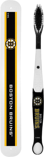 Siskiyou Sports NHL Boston Bruins Unisex Solar Powered Travel Toothbrush Set with Case, White, 7.75 in L x 1.25 in W x 0.75 in D