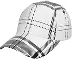 Black and White Tartan Plaid Scottish Baseball Cap Fashion Breathable Fun Printing Adjustable Sun Hat