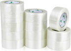 BOMEI PACK 12PACK Strapping Tape 2Inch, Heavy Duty Fiberglass Reinforced Packing Tape, 5.5Mil x 60Yds