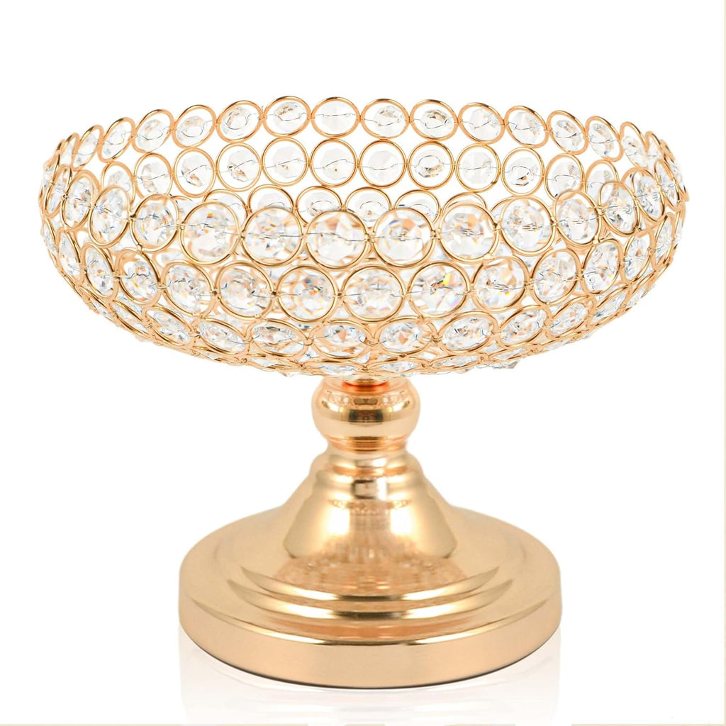 Hollow-Carved Design Crystal Fruit Bowl Food Bowl for Table Centerpiece, Fruit/Artificial flowers Holder for your Counter,Elegant Crystal Bowl for Party table(Gold, 1PC)
