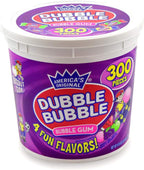 Tootsie Roll Dubble Bubble Gum - 300 Count Resealable Tub of Individually Wrapped Fruit and Bubble Gum - Original, Watermelon, Apple and Grape Flavors - Peanut and Gluten Free, 47.6 Ounce