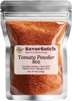 SavorSatch Dried Tomato Powder 8oz Resealable Pouch – Non-GMO, Kosher, Perfect for Cooking, Baking & Emergency Food Supply, Rich Flavor, Easy to Store
