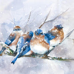 IHR Ideal Home Range Party Napkins Disposable 3-Ply Paper Lunch Napkin Pack, 6.5" x 6.5", Cuddly Birdies (Blue), 20-Count