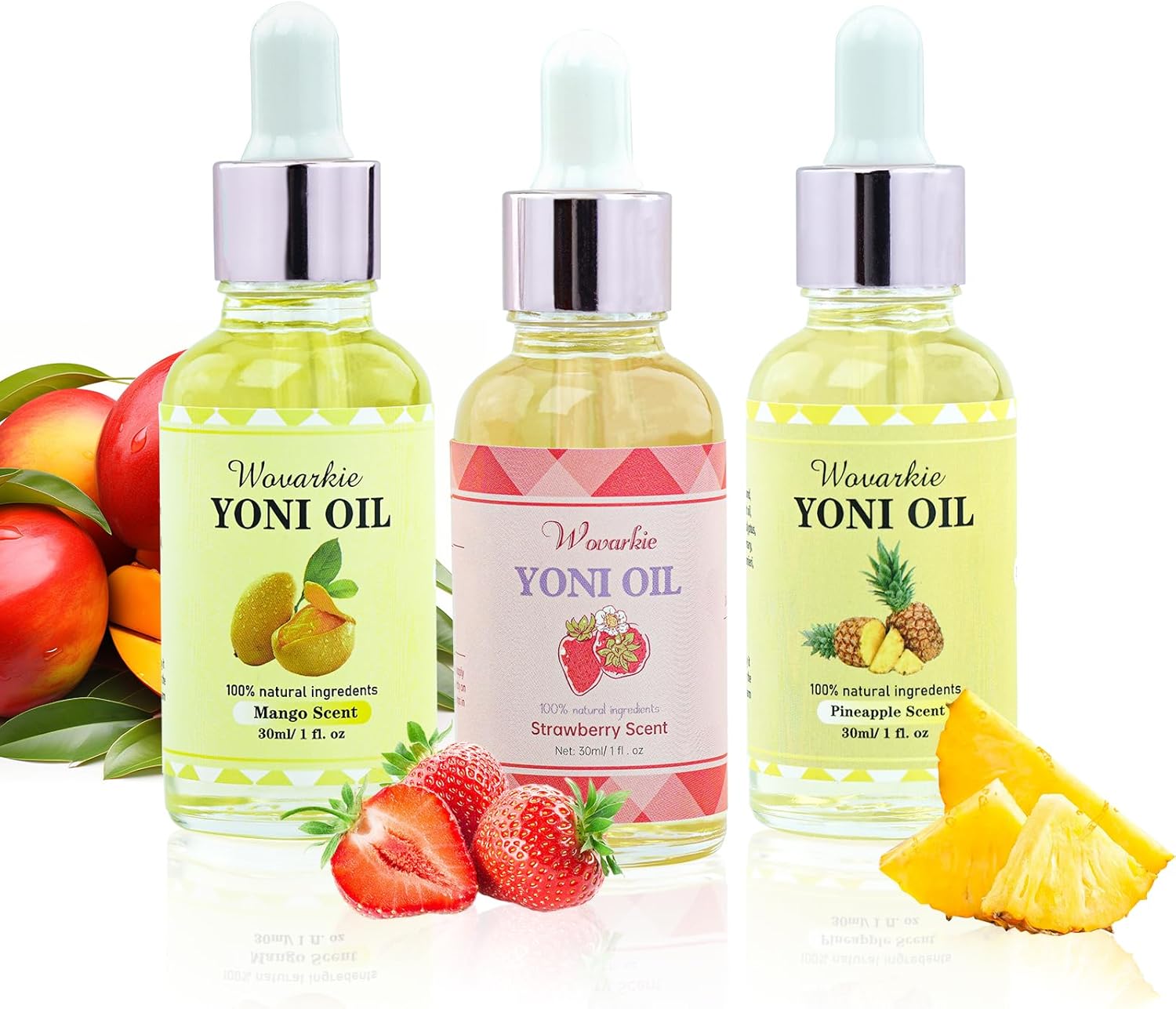 Wovarkie 3 Packs Yoni Oil for Women, 100% Natural Feminine Oil Intimate Deodorant for Women, Eliminates Odor and Ph Balanced, Feminine Serum Made with Pure Natural Essential Oils (1 fl oz/30 ml)