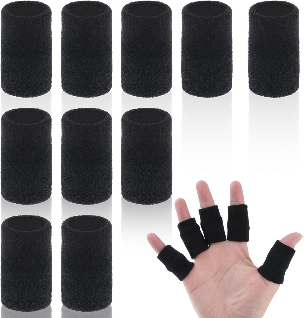 10PCS Finger Sleeves for Arthritis, Elastic Finger Support Sleeve Protectors & Finger Compression Sleeve for Joint Pain Relief, Finger Wraps Thumb Brace Guard for Relieving Calluses Pain(Black)