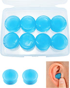 BlingKingdom 4 Pairs Moldable Silicone Ear Plugs, Soft Reusable Noise Cancelling Sleep Earplug for Sleeping, Airplanes, Travelling, Studying, Concerts, Swimming (Blue)