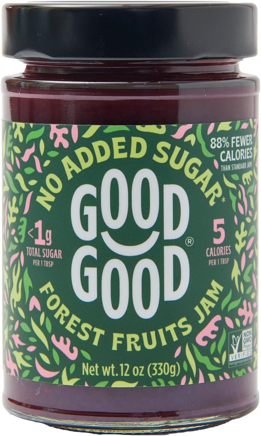 Good Good Forest Fruit Jam - No Added Sugar - Low Calorie - Gluten Free and Vegan - Diabetic and Keto Friendly - 12oz / 330g (Pack of 1)