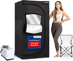 TopMaster Portable Sauna Steam Tent - Full Size Home Personal Sauna Box with 3-Liter 1000W Generator, Includes Folding Chair, 9 Heat Levels
