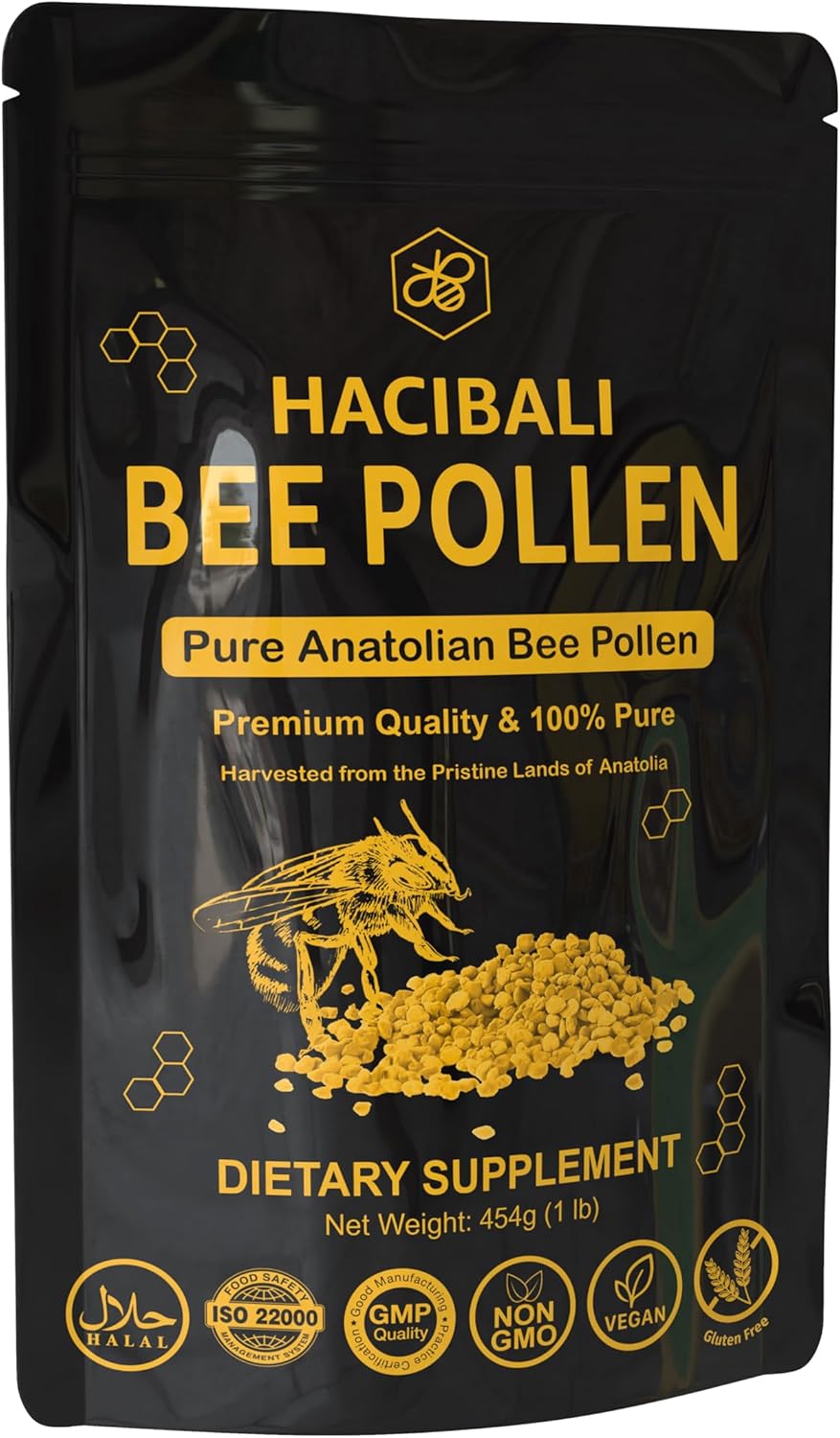 Organic Bee Pollen Granules – 1 lb (454g) – Raw & Natural – EU & USDA Organic Certified – Halal, Kosher, GMP, ISO 22000 – Premium Anatolian Bee Pollen Superfood
