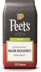 Peet's Coffee, Dark Roast Ground Coffee, Decaffeinated Arabica Coffee - Decaf Major Dickason's Blend 10.5 Ounce Bag