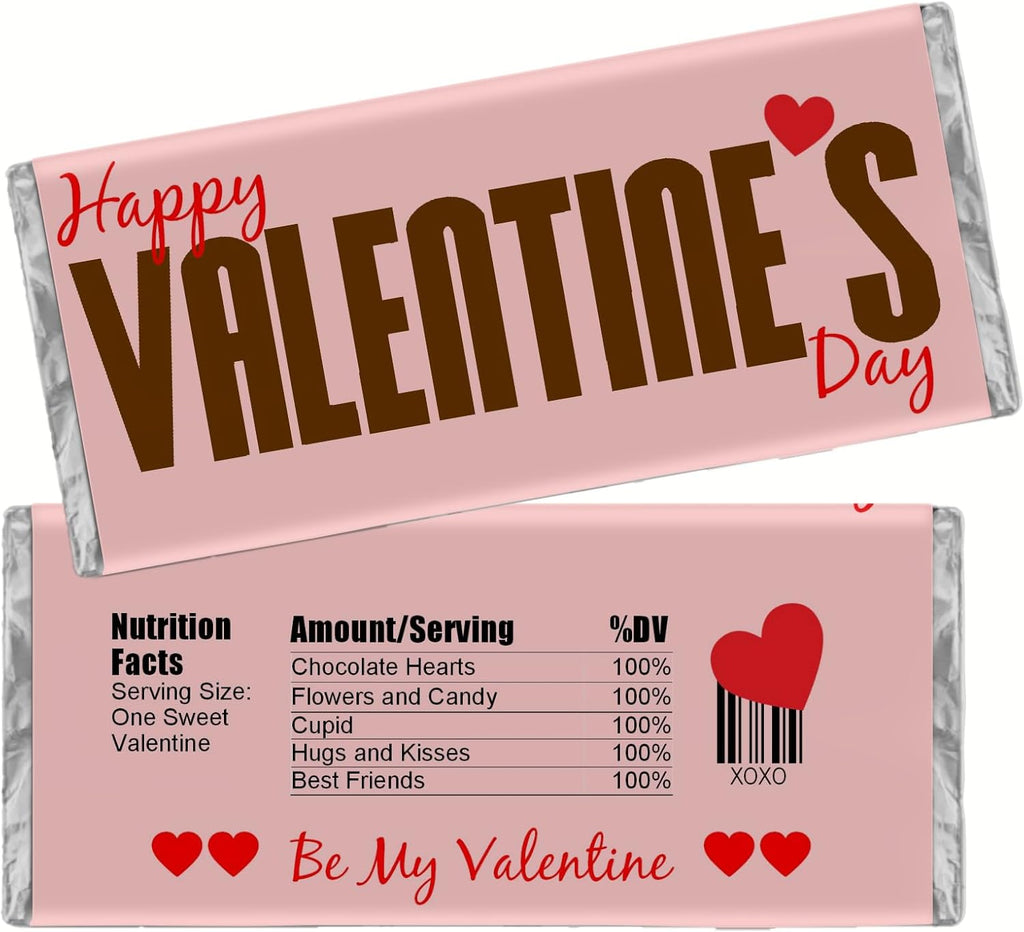 Happy Valentine's Day Candy Wrapper, Labels for Chocolate Bars, Kids Class Valentine, DIY Kit, Pack of 20