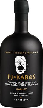PJ KABOS Very High Phenolic (699 mg/kg), USDA Organic Greek Extra Virgin Olive Oil, Kosher, Greece, Cold Extracted, 16.9oz Bottle, Family Reserve Organic - Robust