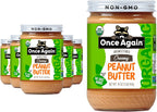 Once Again Organic Creamy Peanut Butter No Sugar Added - Single Ingredient, Unsalted, Natural Peanut Butter No Palm Oil - Glass Jar, Non-GMO, Gluten Free - Smooth and Unsweetened - 6 Jars, 16 oz