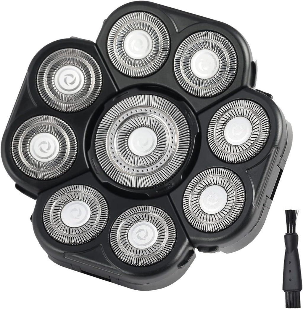 Men's Electric Shavers Replacement Heads Upgraded 9 Blades Head Replaceable Floating Waterproof Electric Razor Shaver Head（Black）