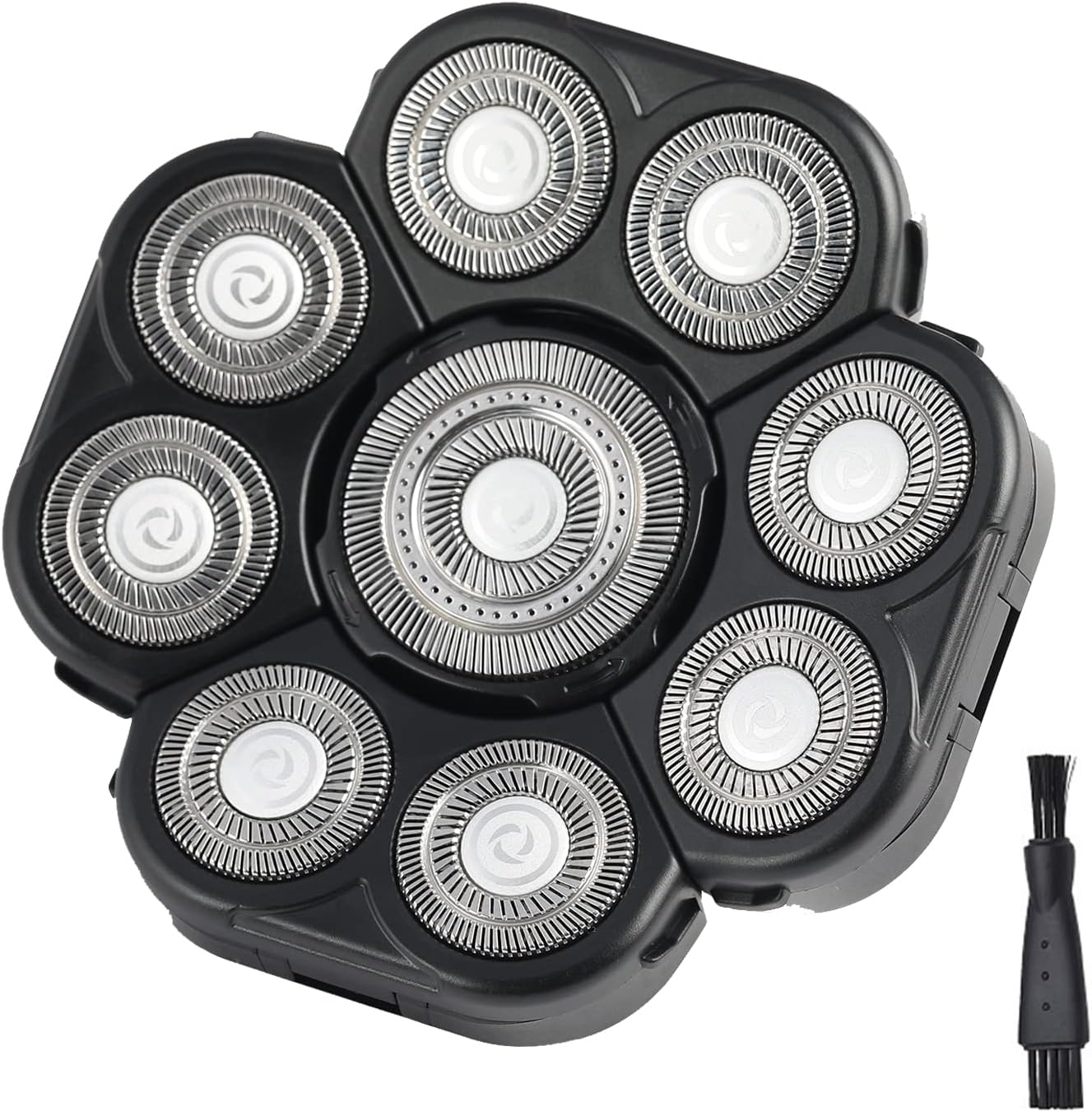 Men's Electric Shavers Replacement Heads Upgraded 9 Blades Head Replaceable Floating Waterproof Electric Razor Shaver Head（Black）