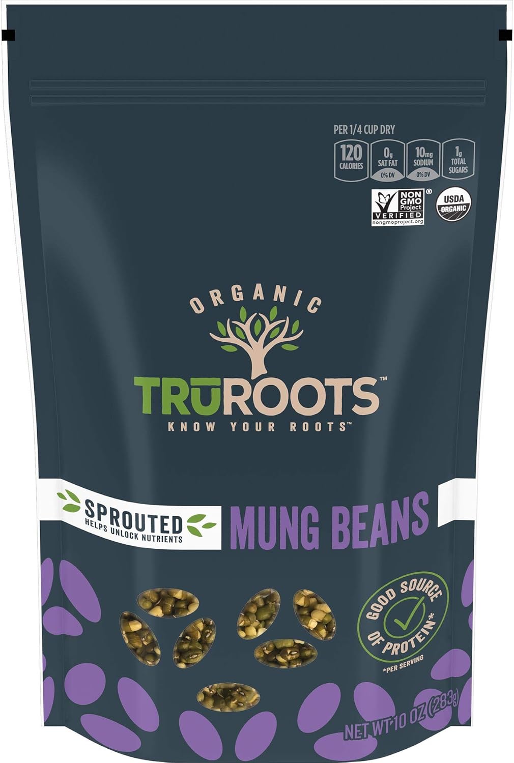 TruRoots Organic Sprouted Mung Beans, Certified USDA Organic, Non-GMO Project Verified, 10 Ounces (Pack of 6)