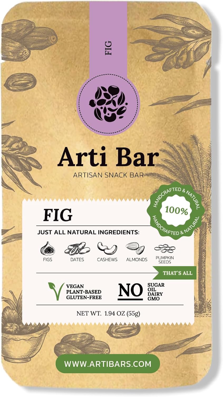 Arti Bar – Fig | Whole Food Energy Bar | Vegan, Gluten-Free, No Added Sugar, Clean Ingredients | Plant-Based Healthy Snack