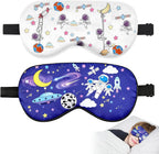 2 Pcs Sleep Mask for Kids Boys, Silk Eye Covers for Sleeping, Adjustable Strap & Light Blocking Design, Children's Bedtime Blindfold for Travel and Home Use (Astronaut)