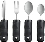 YPCBYNBS Adaptive Utensils,Easy Grip Silverware,Built Up Bendable Fork,Teaspoon,Tablespoon and Knife for Elderly,Hand Tremors,Arthritis and Parkinson's Patients,4 Piece Set