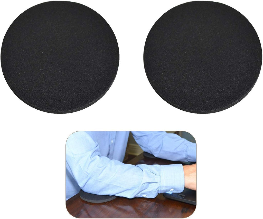 Elbow, Arm & Wrist Rest Cushioning Pads for Pressure Point & Pain Relief on Gaming & Work Surfaces; Made of Neoprene with Soft Nylon Surface; 4.5" Wide, 0.44" Thick; 2-Pack! (Pitch Black)