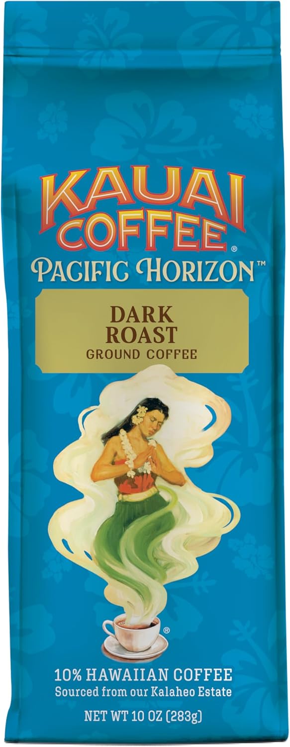 Kauai Coffee Ground Coffee – Smooth, Rich, Dark Roast – Nutty Notes with Chocolate Overtones – Arabica Coffee, 10% Hawaiian with No Bitterness – Koloa Estate, 1 Pack of 10oz