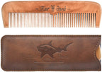 Wooden Hair Combs for Men,Men's Wood Beard Comb with Leather Travel Case,Mens Combs for Hair,Kids Comb(brown shark)